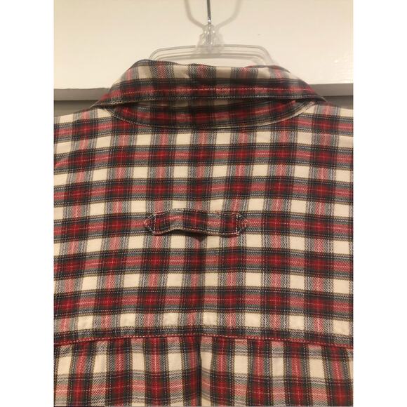 EUC Womens Vintage Liz Claiborne 90s Liz Sport Red Plaid Cotton Top Button Down - Picture 5 of 6